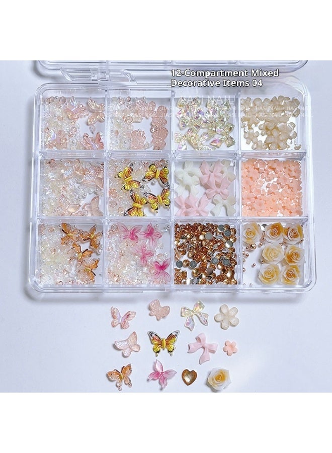 زهور ثلجية شفافة ثلاثية الأبعاد خماسية البتلات ، فراشات ، زهور ملونة ، حجر مكسر ، فن الأظافر ، الماس على شكل خاص ، ملابس مختلطة - Image 1