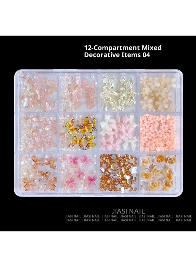 زهور ثلجية شفافة ثلاثية الأبعاد خماسية البتلات ، فراشات ، زهور ملونة ، حجر مكسر ، فن الأظافر ، الماس على شكل خاص ، ملابس مختلطة - Image 2