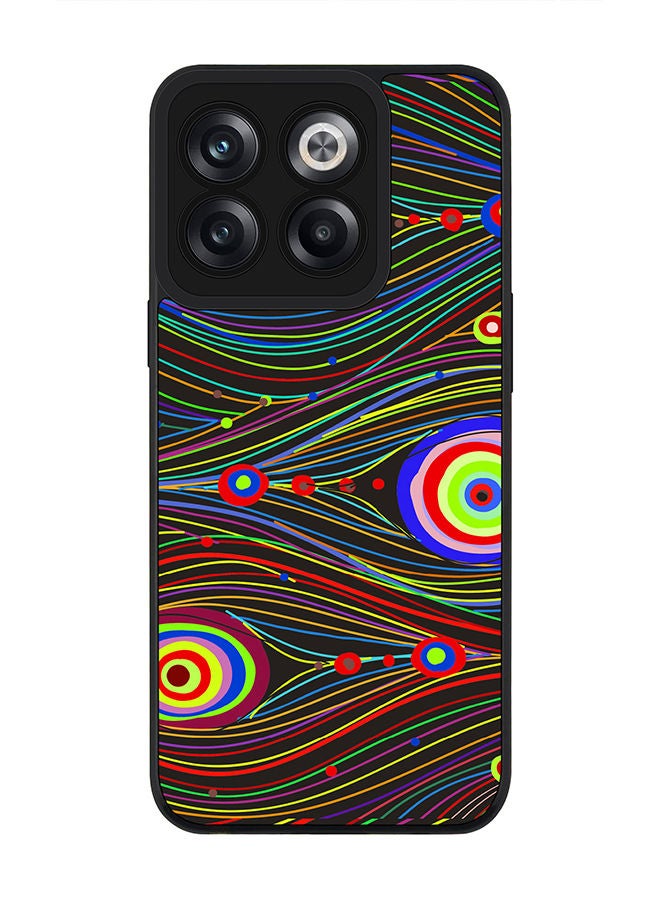 Stylizedd Rugged Black edge case for OnePlus Ace Pro Slim fit Soft Case Flexible Rubber Edges Anti Drop TPU Gel Thin Cover - Peacock Eyes - Image 1