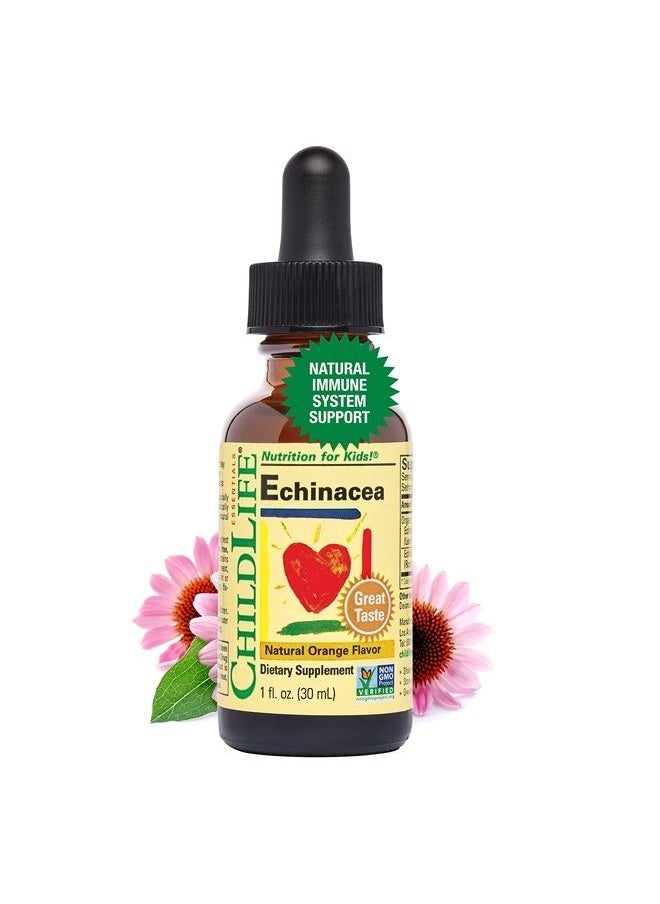 CHILDLIFE ESSENTIALS Liquid Echinacea for Kids - Immune Booster for Kids, All-Natural, Gluten-Free, Allergen-Free, Kids Echinacea Drops - Natural Orange Flavor, 1-Ounce Bottle  - Image 1