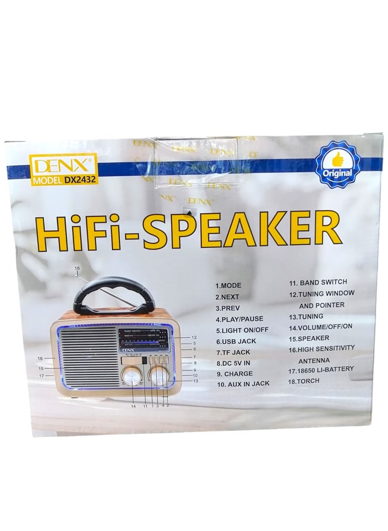 Radio FM - AM - SW Gold/Brown/Black Bluetooth Portable Audio TF Card USB Flash disk Aux playback