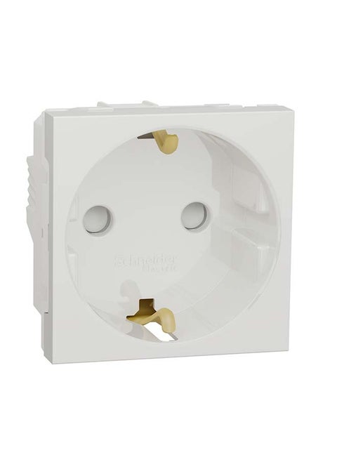 Schneider Electric Socket-Outlet, New Unica, 2P+E, 16A, Schuko, With Shutter, White