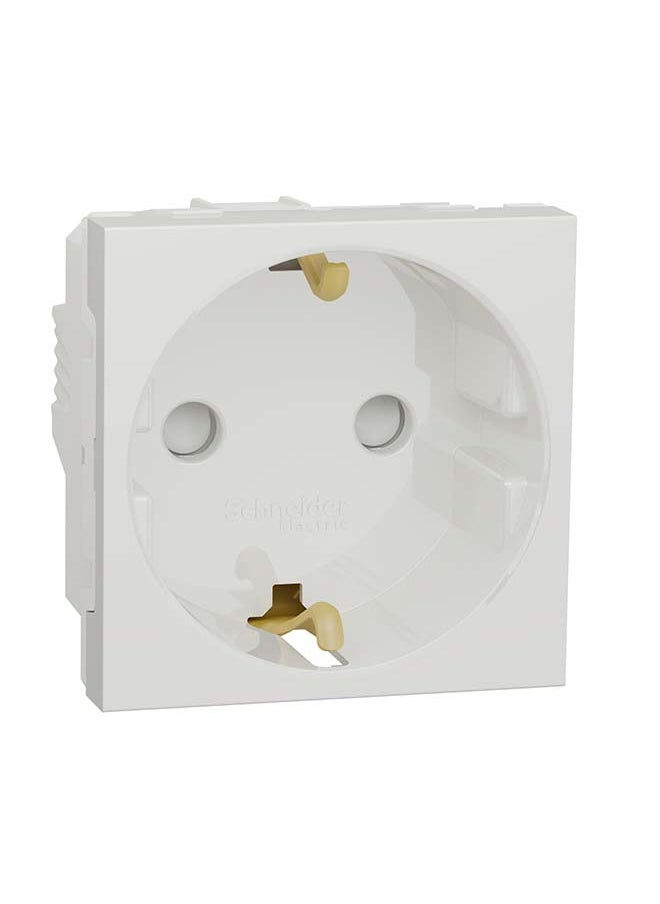 Schneider Electric Socket-Outlet, New Unica, 2P+E, 16A, Schuko, With Shutter, White