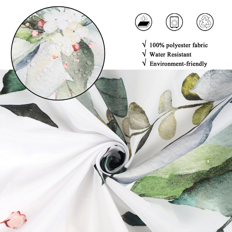 Caheansi Sage Green Eucalyptus Leaves Shower Curtain, Green and Gold Leaves Spring Botanical Plants Bathroom Curtain Waterproof Fabric Machine Washable with Hooks, 72" Wx72 L - Image 4