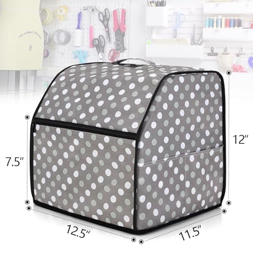 LUXJA Serger Cover with Storage Pockets for Most Standard Overlock Machines (Compatible with Singer and Brother), Gray Dots - Image 5