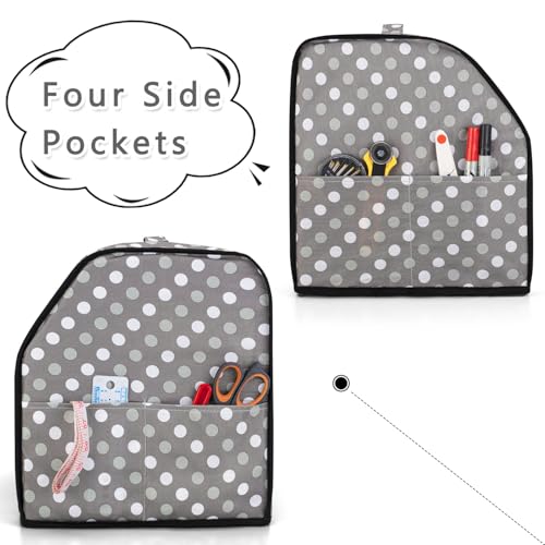 LUXJA Serger Cover with Storage Pockets for Most Standard Overlock Machines (Compatible with Singer and Brother), Gray Dots - Image 3