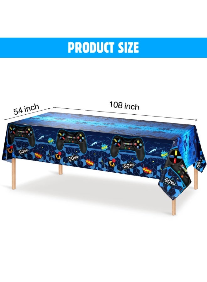BreeJooy 2 Pcs Video Game Table Cover, Game Theme Birthday Decoration Plastic Table Cloth Party Supplies for Boys Girls Kids Player Geek Party Decorations, 54 x 108 Inch - Image 2