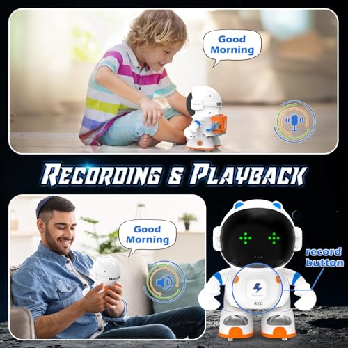 KaeKid Astronaut Robots for Kids, Smart Talking Robotic with Touch Sensor, Voice Control, Speech Recognition, Sing, Dance, Repeat and Record, Rechargeable Robot Toy for 3-8 Year Old Boys Girls - Image 3