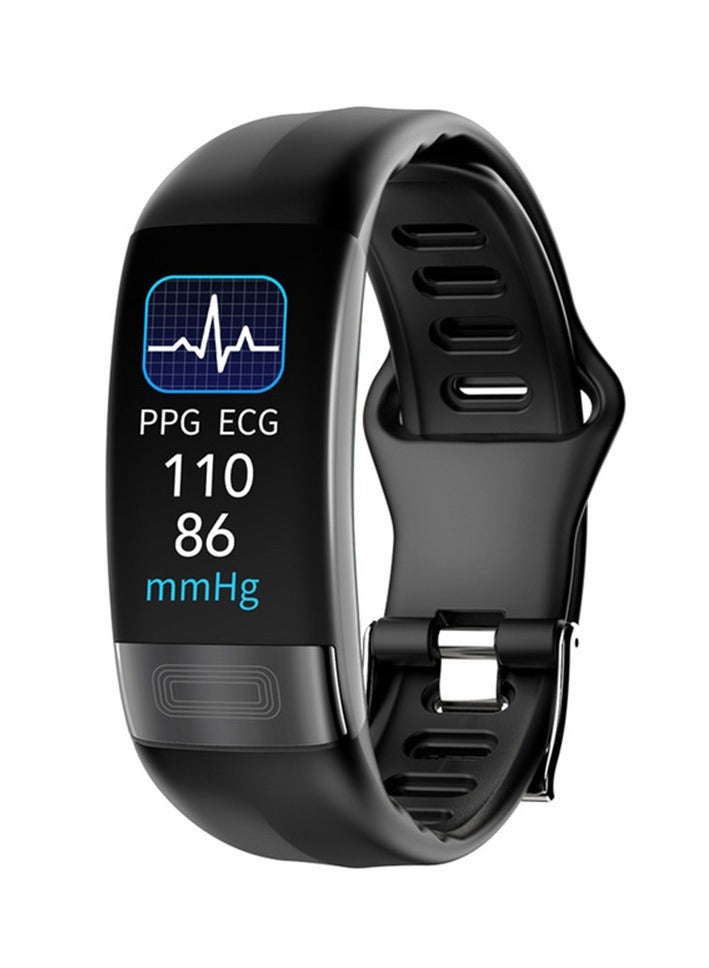 ECG + PPG P11 Plus Smart Wristband Fitness Tracker for Women Men Calorie Blood Pressure Waterproof Sport Smartband Health Smartwatch (Black)  - Image 1