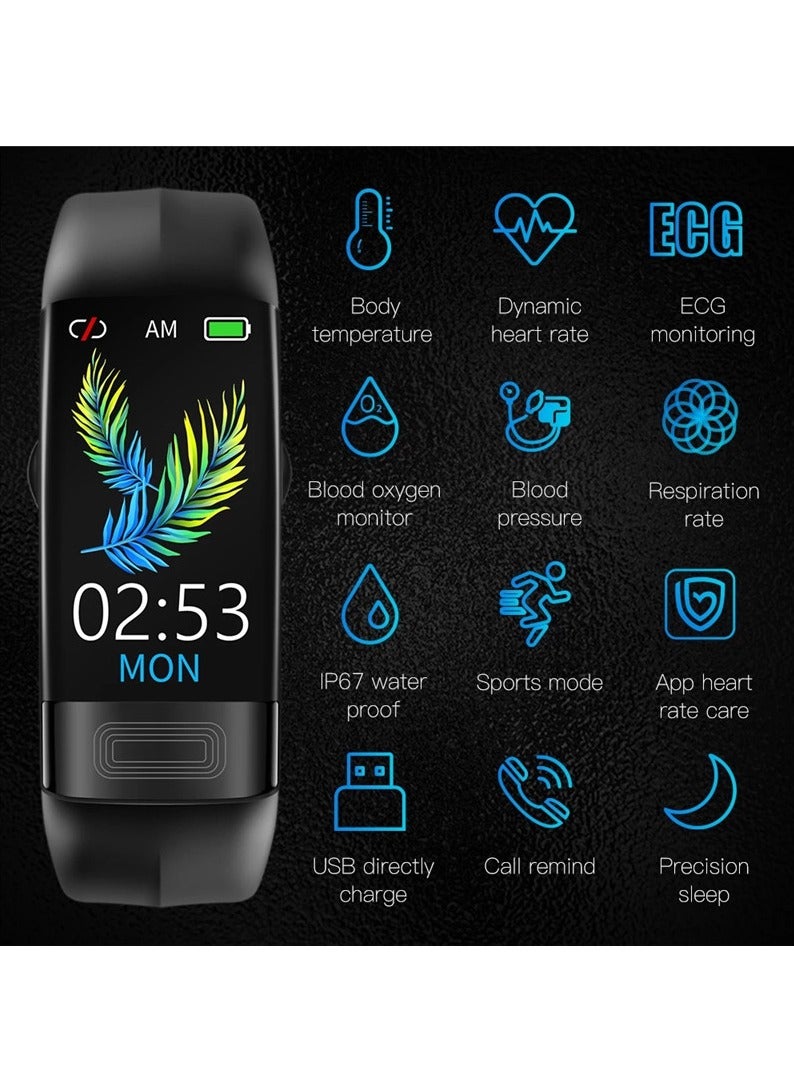ECG + PPG P11 Plus Smart Wristband Fitness Tracker for Women Men Calorie Blood Pressure Waterproof Sport Smartband Health Smartwatch (Black)  - Image 4