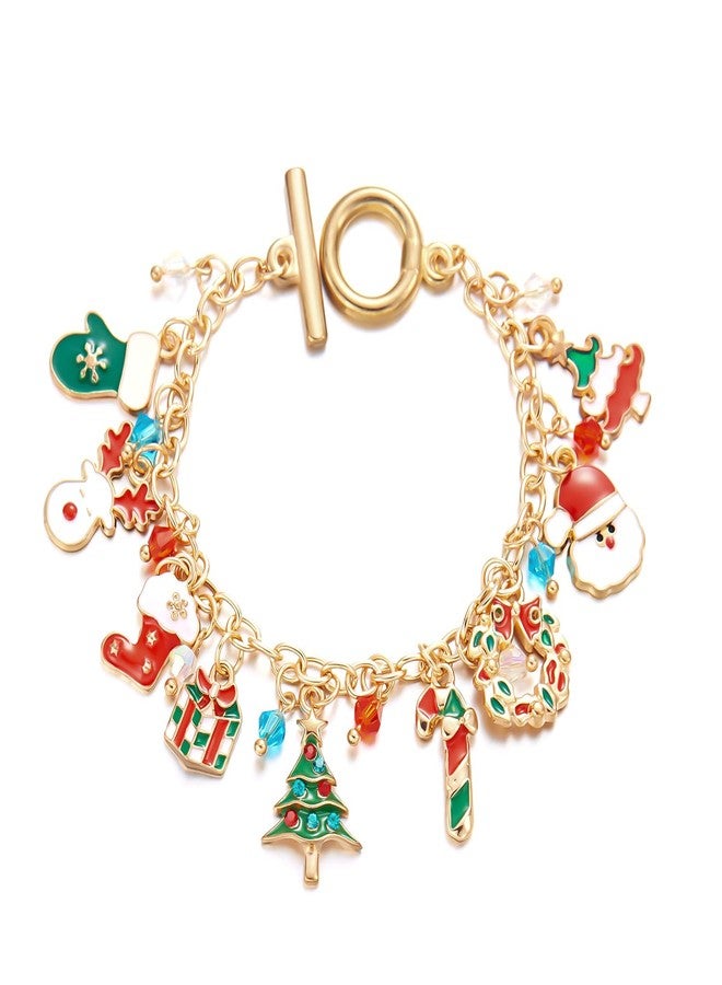 ZMANYIJEW Christmas Charm Bracelets Cute Christmas Tree Pendant Bracelet Colorful Beaded Santa Claus Christmas Tree Stockings Snowflake Gift Box wreath crutch Candy Elk Pendant Bracelet for Christmas Party (Christmas Tree - Green) - Image 1