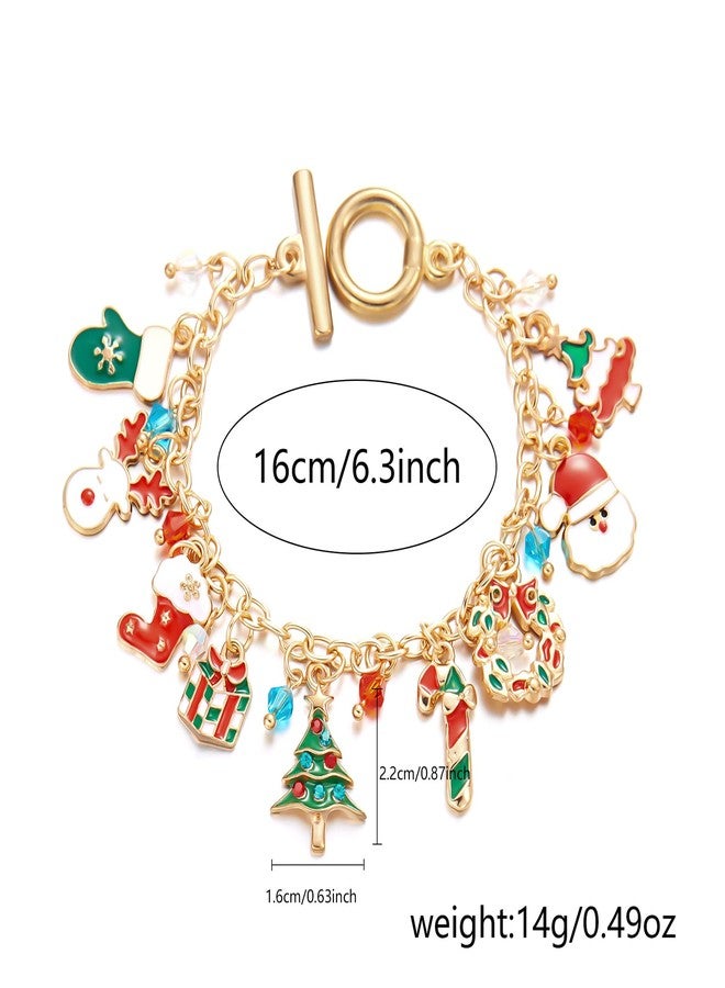 ZMANYIJEW Christmas Charm Bracelets Cute Christmas Tree Pendant Bracelet Colorful Beaded Santa Claus Christmas Tree Stockings Snowflake Gift Box wreath crutch Candy Elk Pendant Bracelet for Christmas Party (Christmas Tree - Green) - Image 4