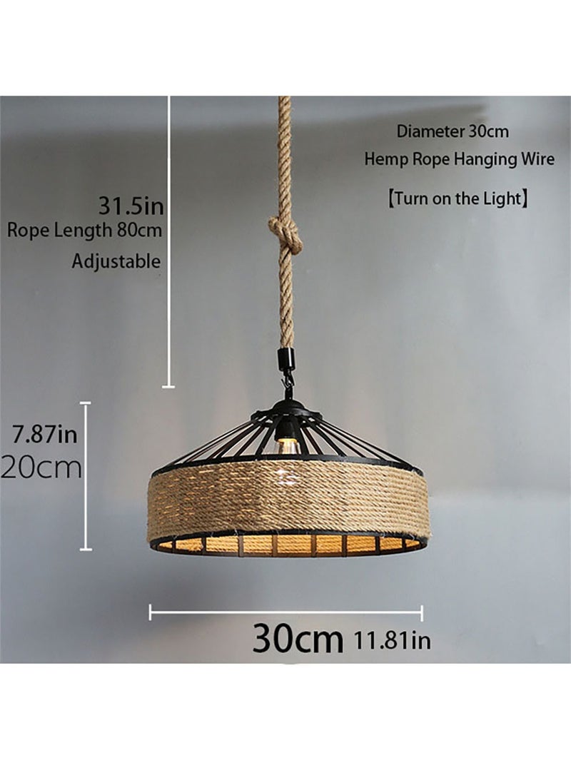 VUCATIN Vintage Hemp Rope Chandelier Retro Industrial Wrought Iron Loft Ceiling Chandelier Hollow Out Lampshade Suspension Lighting Bedroom Bedside Lamp Island Lights (E) - Image 5