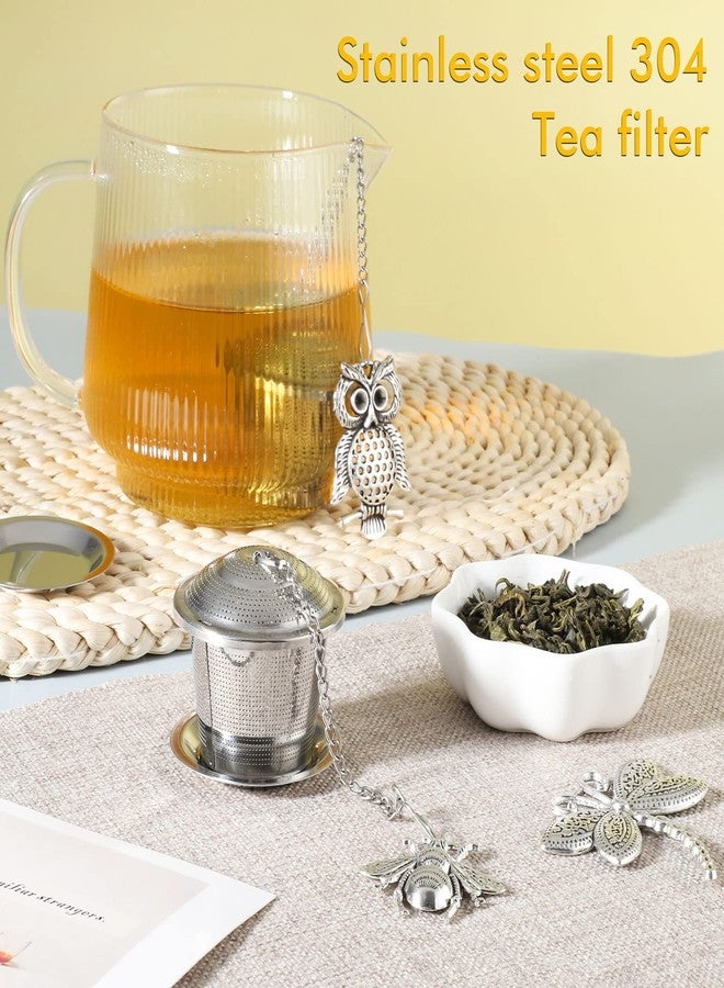 Prudiut 3 Sets Tea Infusers Tea Strainers for Loose Tea Fine Mesh Tea Steeper Stainless Tea Diffuser Tea Filters with Drip Trays and Pendant for Christmas Gift Brew Fine Loose Tea Leave (Insects Style) - Image 5