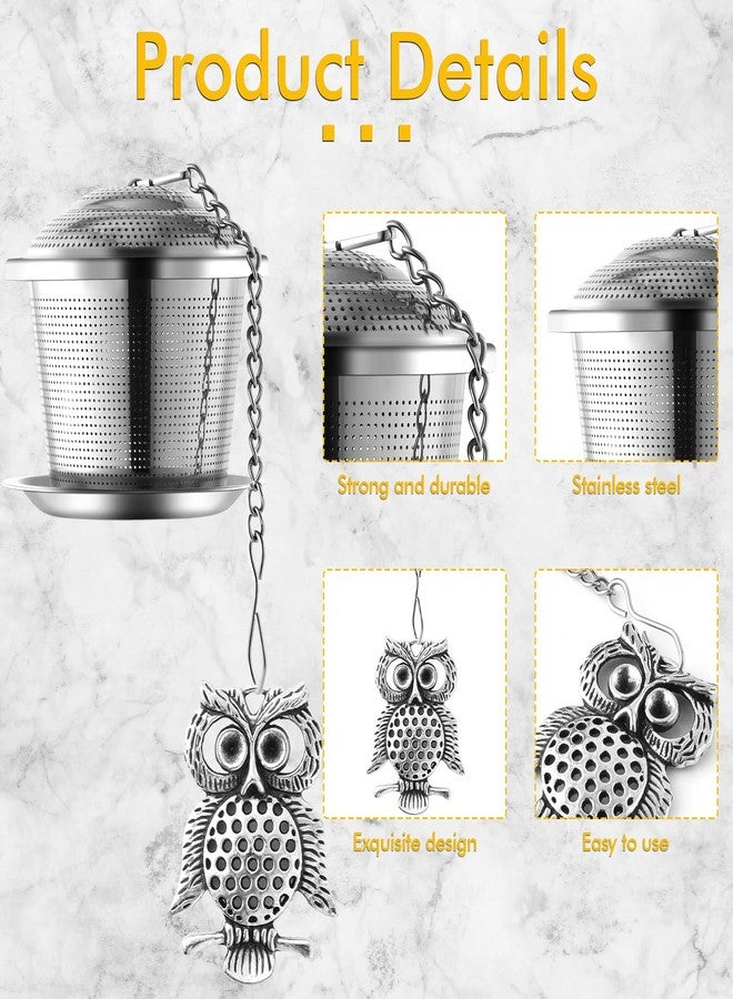 Prudiut 3 Sets Tea Infusers Tea Strainers for Loose Tea Fine Mesh Tea Steeper Stainless Tea Diffuser Tea Filters with Drip Trays and Pendant for Christmas Gift Brew Fine Loose Tea Leave (Insects Style) - Image 3