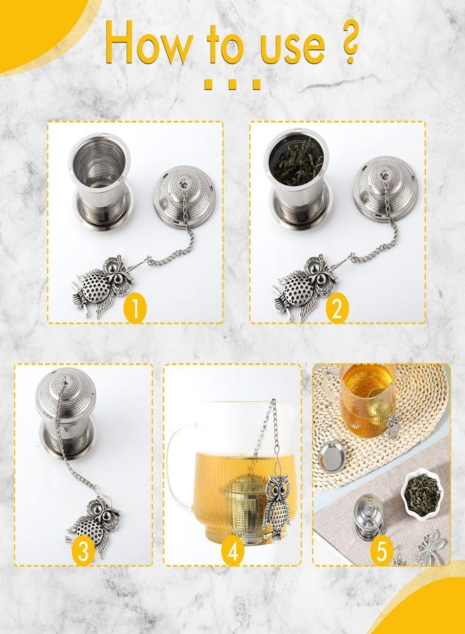 Prudiut 3 Sets Tea Infusers Tea Strainers for Loose Tea Fine Mesh Tea Steeper Stainless Tea Diffuser Tea Filters with Drip Trays and Pendant for Christmas Gift Brew Fine Loose Tea Leave (Insects Style) - Image 4