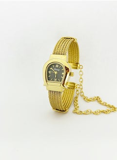 Gold bracelet with black dial