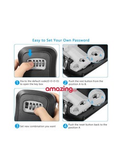 amazing.EGP 4 Digit Combination Key lock Storage Safe Security Box Wall Mounted Padlock  - Image 5