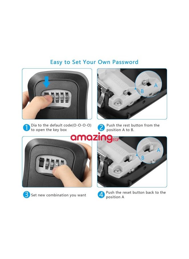 amazing.EGP - 4 Digit Combination Key lock Storage Safe Security Box Wall Mounted Padlock - Image 1