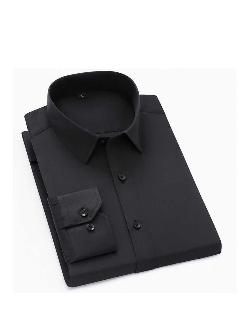 Men's Premium Black Dress Shirt – Non-Iron, Long Sleeve, Wrinkle-Resistant, Professional Business Shirt for Office and Formal Wear  - Image 1