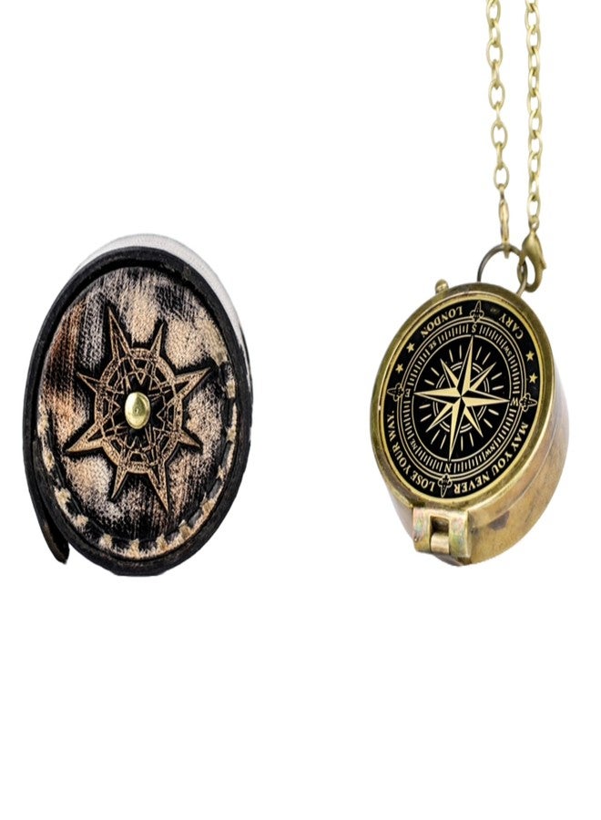 Super7One Vintage Cary London Brass Compass - Handmade Antique Nautical Pocket Compass with Leather Cover | Premium Gift for Travelers, Collectors & Desert Navigation | UAE Souvenir & Majlis Decor| Super7One - Image 1
