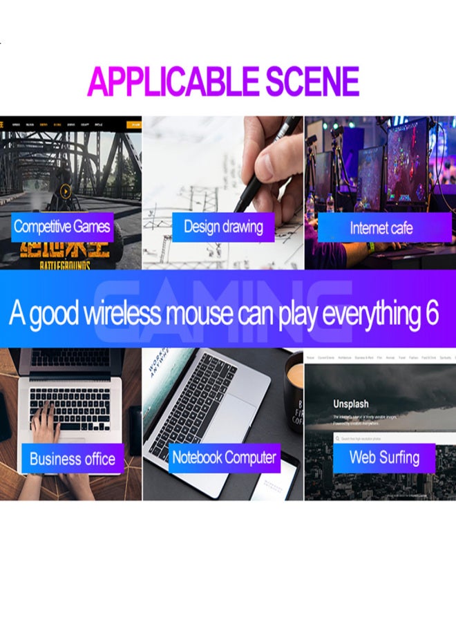 T-WOLF Wireless Q13 2.4G Noiseless Computer with Nano Receiver 3 Adjustable DPI Levels Rechargeable Battery Portable Computer Mice for PC Tablet Laptop - Image 5