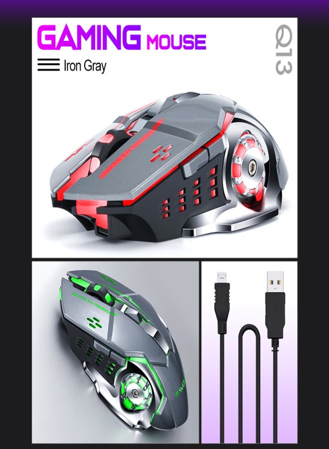 T-WOLF Wireless Q13 2.4G Noiseless Computer with Nano Receiver 3 Adjustable DPI Levels Rechargeable Battery Portable Computer Mice for PC Tablet Laptop - Image 3