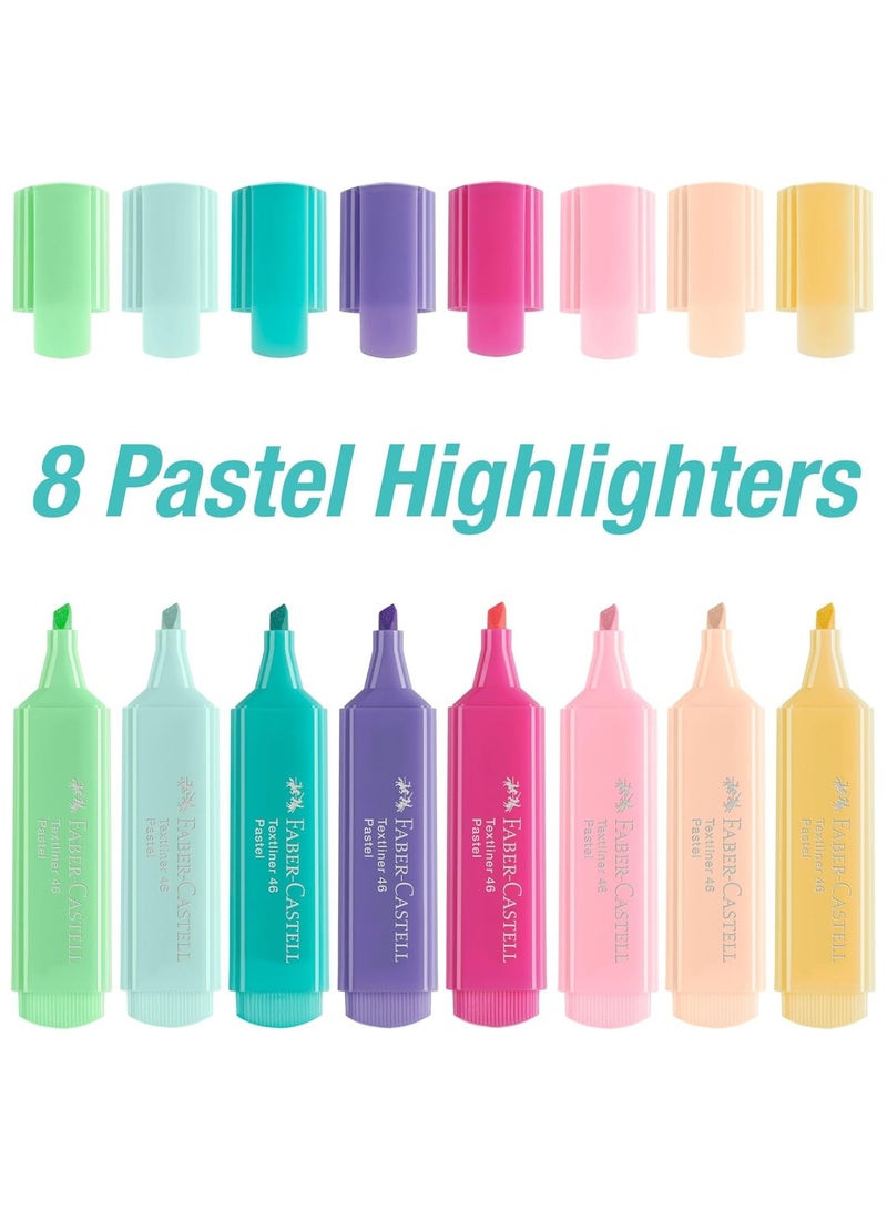 FABER-CASTELL 8-Piece Highlighter Set Pastel Colours - Image 2