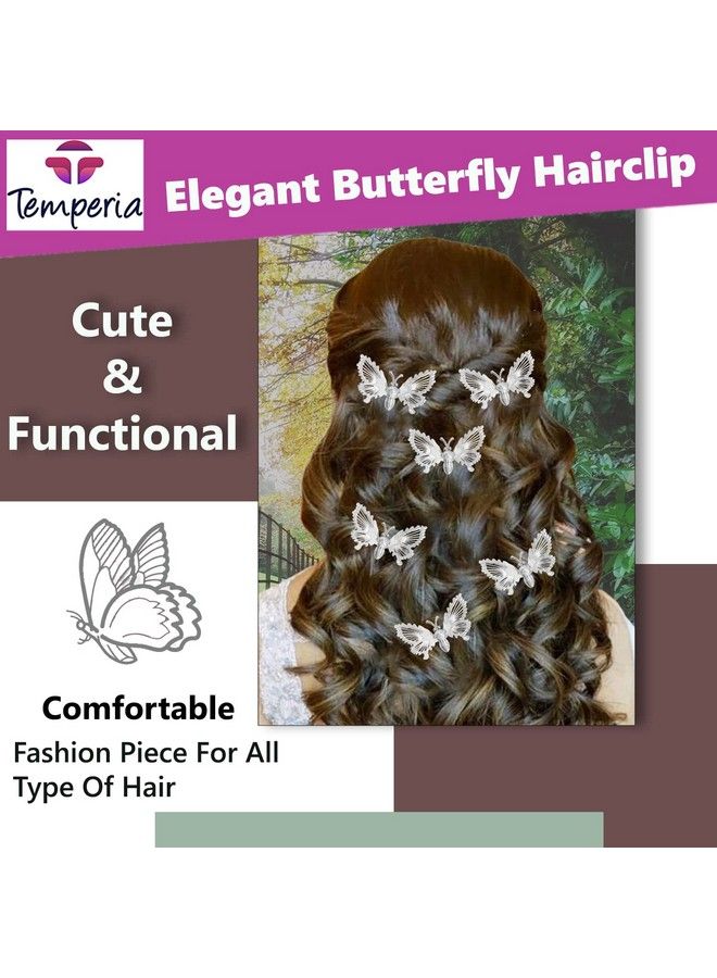 Temperia Hair Accessories For Women Stylish For Wedding & Parties Butterfly Hair Pins For Women & Girls Hair Style Bridal Brooch & Braid For Juda Bun Hairstyle Decoration Bride Clips Pack Of 6 - Image 3