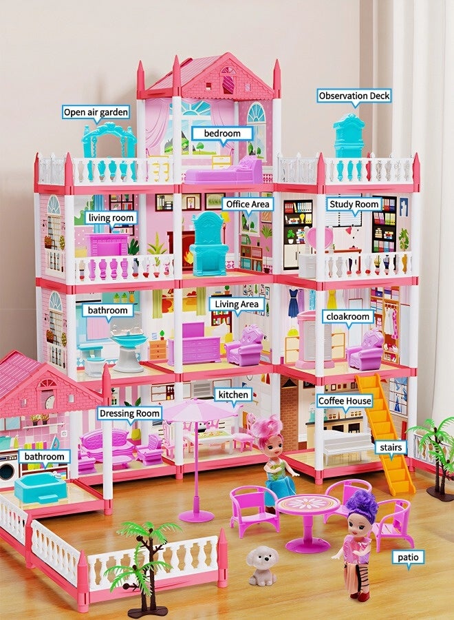 Vixplorn young girls games/Dollhouses Play house DIY toys, fantasy princess simulation castle, DIY dollhouse, 4 layers 14 rooms, send dazzling colorful light strings 1, children's play house toys, girls princess simulation castle toys, suitable for children's gifts, gift gifts, suitable for children over 3 + years old - Image 2
