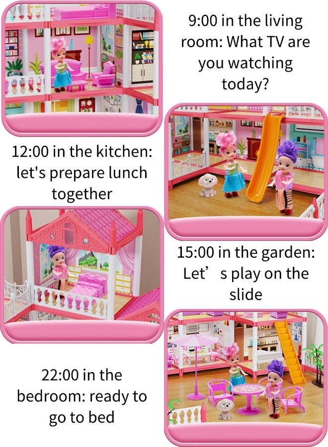Vixplorn young girls games/Dollhouses Play house DIY toys, fantasy princess simulation castle, DIY dollhouse, 4 layers 14 rooms, send dazzling colorful light strings 1, children's play house toys, girls princess simulation castle toys, suitable for children's gifts, gift gifts, suitable for children over 3 + years old - Image 5