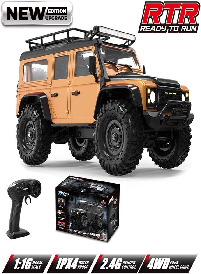 Daji RC Cars Remote Control Truck RC Rock Crawler 1:16 2.4G 4WD RTR All Terrain Hobby Off Road Truck Racing Vehicle Hobby Grade Model Yellow Vehicle with LED Lights - Image 2
