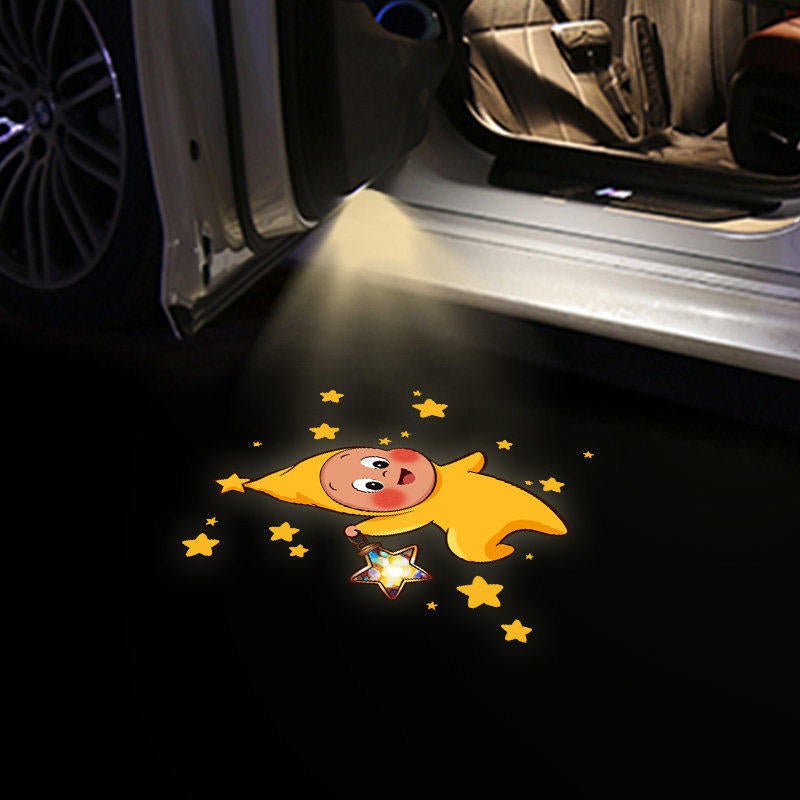 Cute Star-Shaped Car Welcome Light - Cartoon Girl Door Projection, Sensor-Activated Electric Atmosphere  Decoration - Image 2