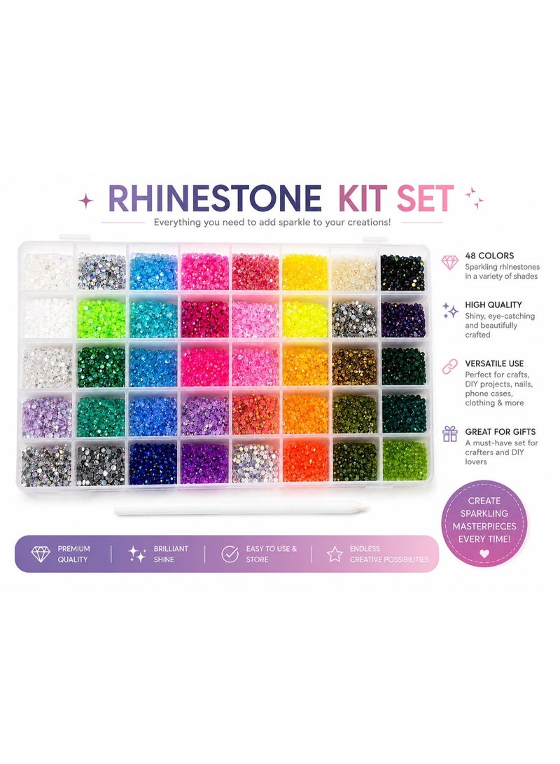 Bedazzling Kit with Rhinestones 3mm, 40 Colors Bedazzle Kit Resin Rhinestones Nail Gems & Glitter Gem Art Supplies, Diamond Art Kits Accessories, Resin Flat-Back Rhinestone DIY Phone Case, Eye Makeup Water Cup Hair Clip Colorful Round Mixed Nail Art, Colors, resin jelly crystal flat back drill 3mm, sparkling gemstones, suitable for manicures, abaya clothing, phone decorations, glitter sets, including 3 tubes of 10ml glue - Image 1
