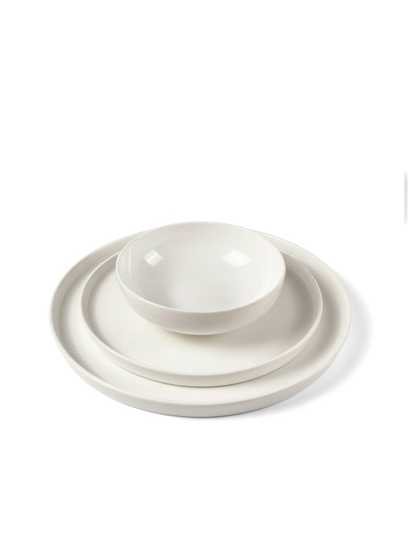 Cuisine Art JUDY 18PCS Bone China Dinner Set – Premium White Plates & Bowls | 6 Dinner Plates, 6 Side Plates, 6 Deep Bowls | Elegant, Durable Tableware for Daily Use & Special Occasions - Image 3