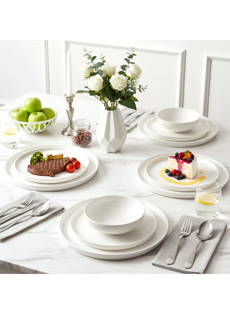 Cuisine Art JUDY 18PCS Bone China Dinner Set – Premium White Plates & Bowls | 6 Dinner Plates, 6 Side Plates, 6 Deep Bowls | Elegant, Durable Tableware for Daily Use & Special Occasions - Image 5