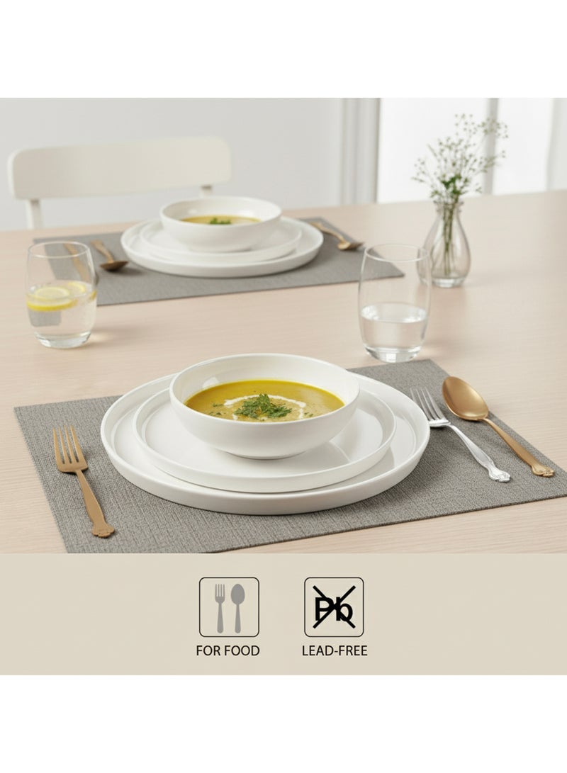 Cuisine Art JUDY 18PCS Bone China Dinner Set – Premium White Plates & Bowls | 6 Dinner Plates, 6 Side Plates, 6 Deep Bowls | Elegant, Durable Tableware for Daily Use & Special Occasions - Image 2
