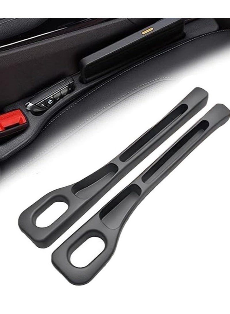LuckyNov Car Seat Seam Filler Strips Pair Leak-Proof Vehicle-Mounted Side Seam Gap Filler Universal Fit for Most Cars Trucks with Extra Storage for Cards Keys Coins Black - Image 1