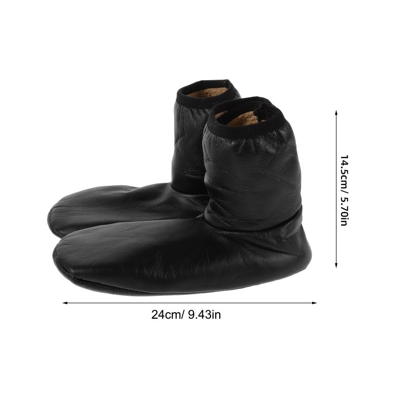 1 Pair Black PU Socks with Fleece Lined Winter Insulated Socks Warm Thermal Socks Anti- Bottom Socks for Men Women - Image 5