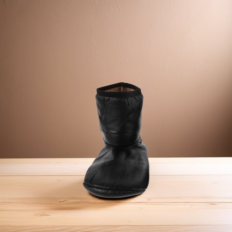 1 Pair Black PU Socks with Fleece Lined Winter Insulated Socks Warm Thermal Socks Anti- Bottom Socks for Men Women - Image 4
