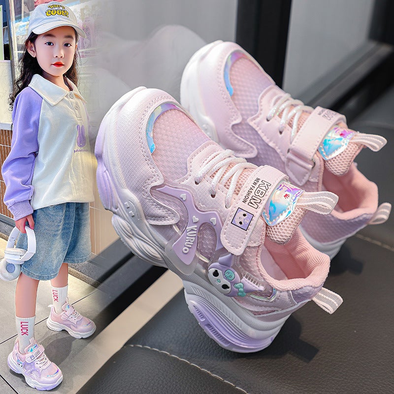 Girls Breathable Mesh Sneakers Spring Autumn Pink 
