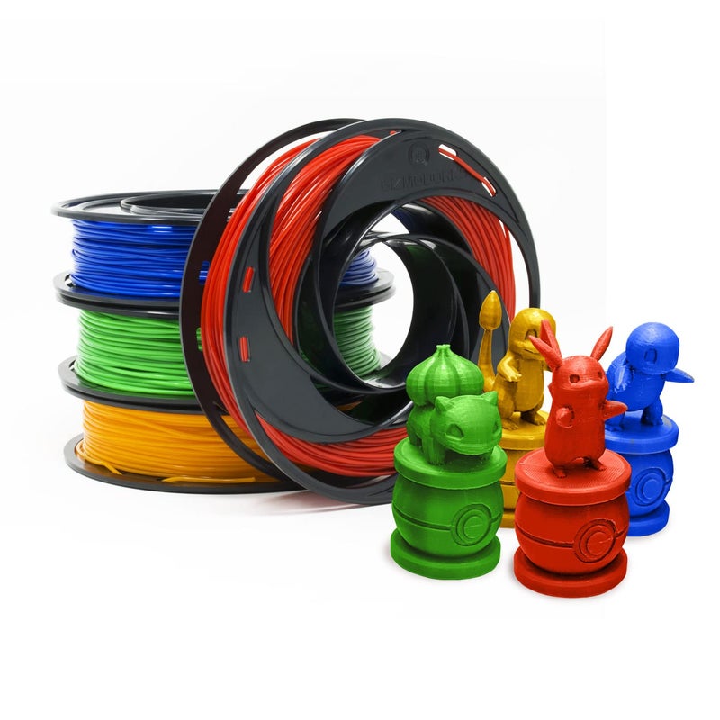 Gizmo Dorks PLA Filament for 3D Printers 175mm 200g 4 Color Pack Multicolor Blue Green Orange Red
