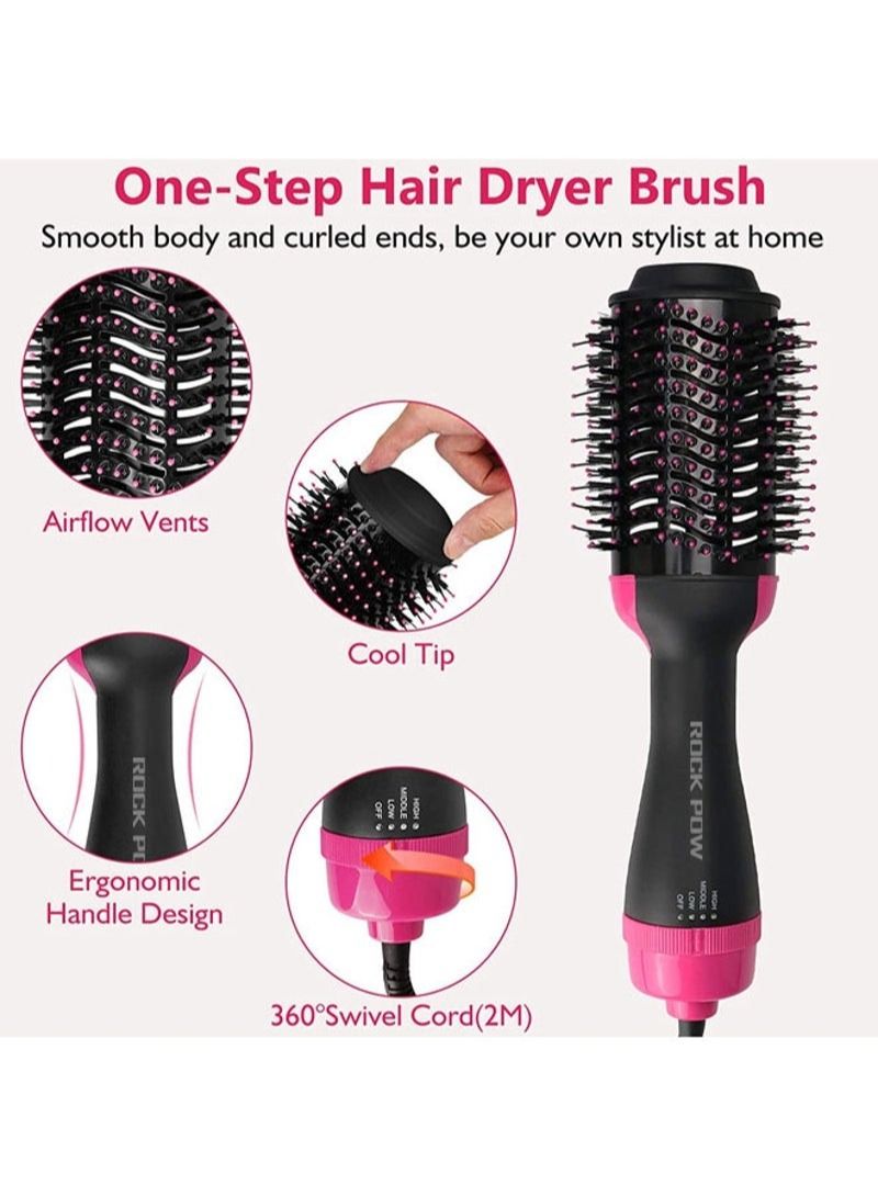 Pow Hot Air Brush Styler and Dryer with Negative Ionic for Straightening, Curling Black/Pink - Image 3