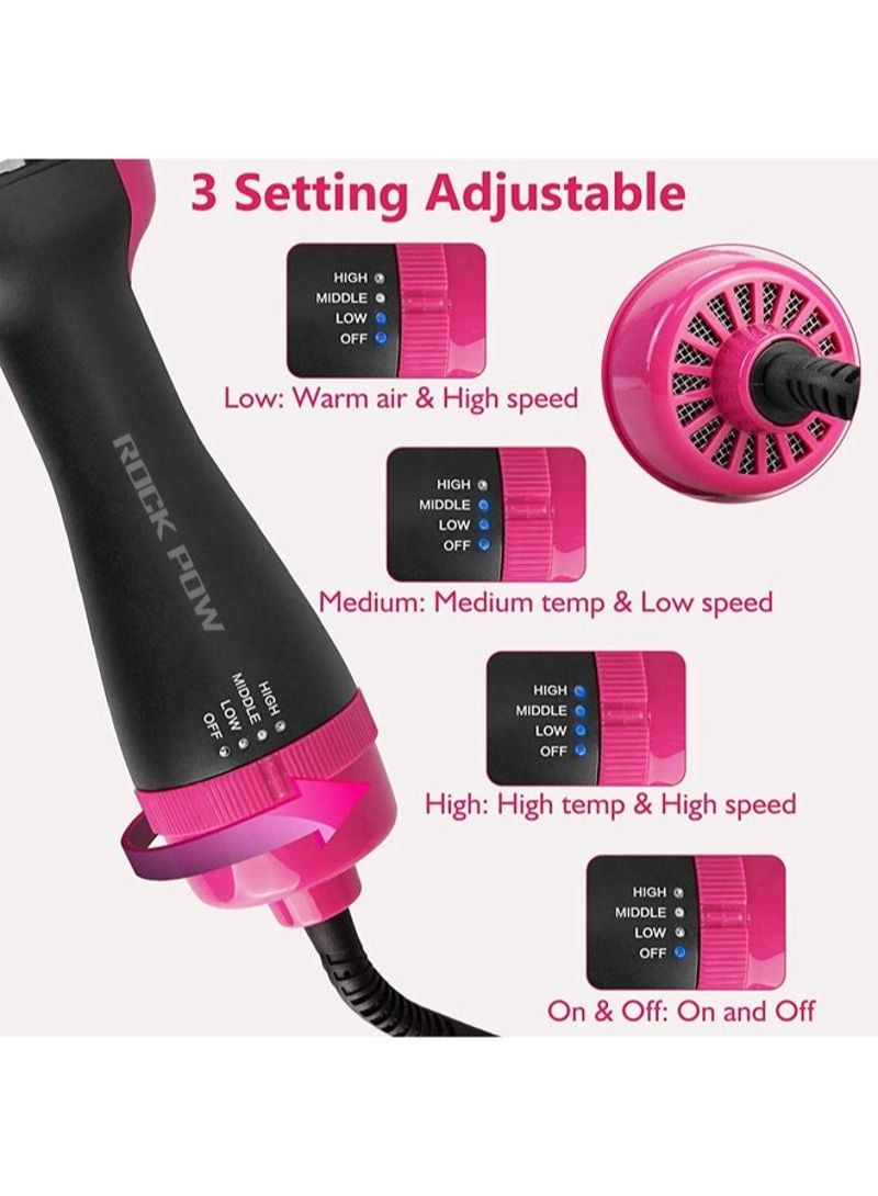 Pow Hot Air Brush Styler and Dryer with Negative Ionic for Straightening, Curling Black/Pink - Image 4