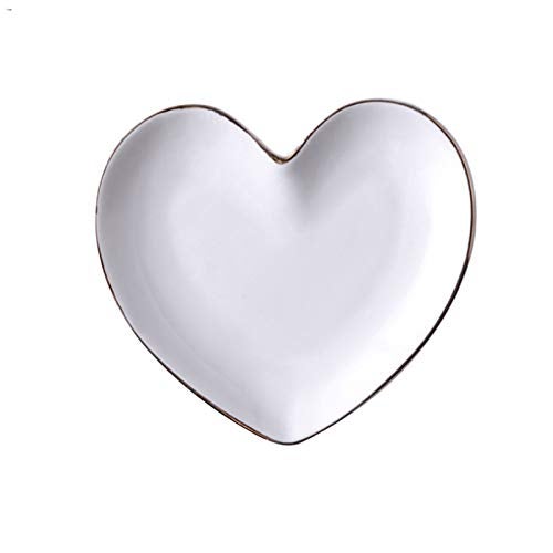 BIHOIB BIHOIB Ceramic Love Jewelry Tray Small Trinket Dish for Rings Earrings and Necklace White Decorative Tray for Home Decor