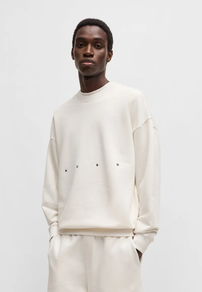 HUGO Cotton-terry sweatshirt with logo artwork