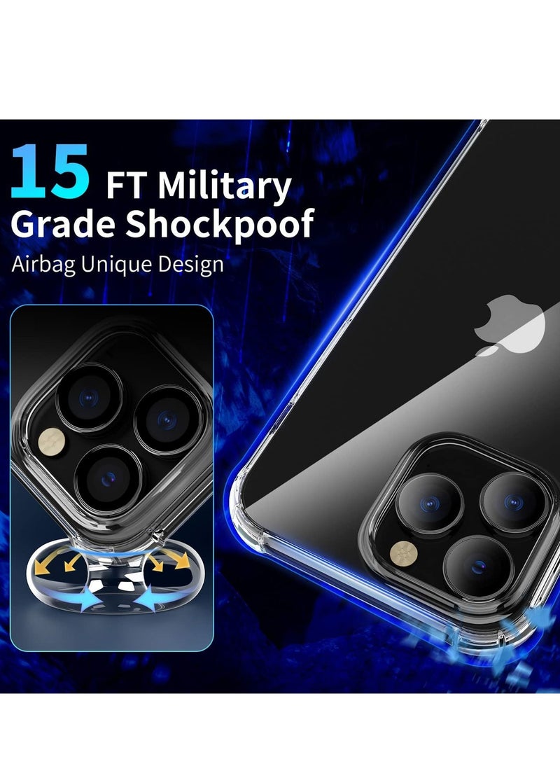 [4 in 1] for iPhone 14 Pro Max Case Clear,[Anti-Yellowing Tech] with 2X Tempered Glass Screen Protectors + 1X Camera Lens Protecotor [Military Grade Protection] Slim Fit 14 Pro Max 6.7 inch - Image 3