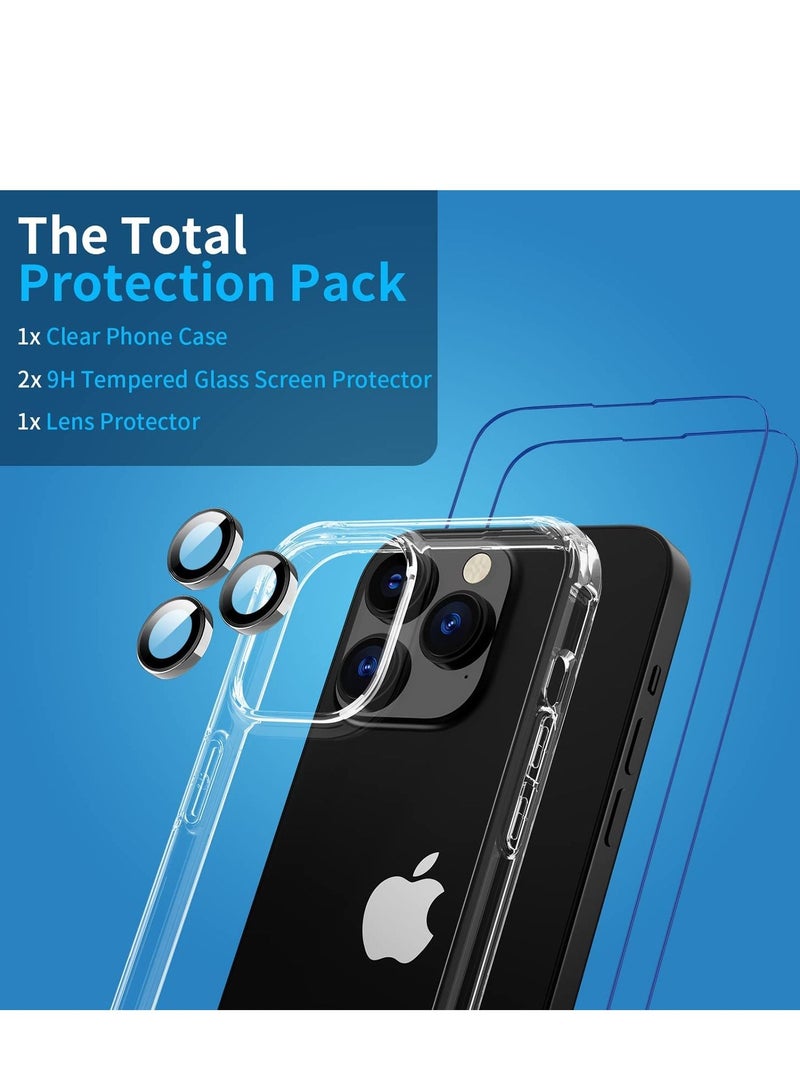 [4 in 1] for iPhone 14 Pro Max Case Clear,[Anti-Yellowing Tech] with 2X Tempered Glass Screen Protectors + 1X Camera Lens Protecotor [Military Grade Protection] Slim Fit 14 Pro Max 6.7 inch - Image 4