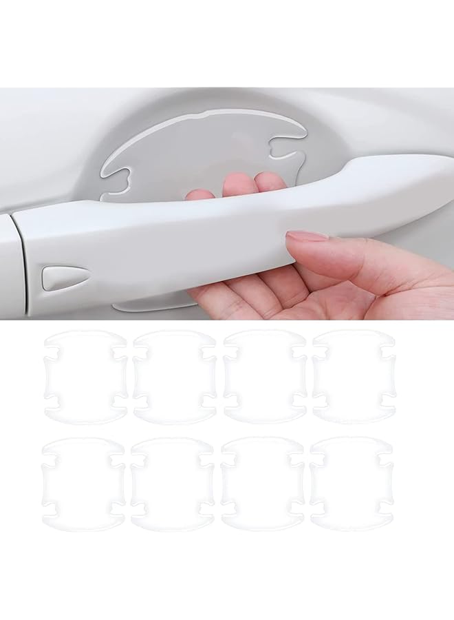 Excefore Car Door Handle Sticker, 8Pcs 3D Transparent Car Door Bowl Scratch Protector Universal Waterproof Anti-Scratch Paint Invisible Protection Film For Most Models - Image 1