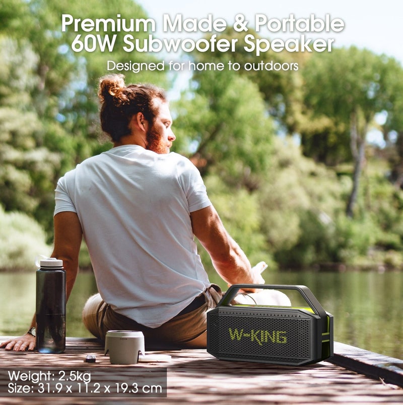 W-KING Portable Bluetooth Speaker 100W(Peak) Loud with Deep Bass, W-KING IPX6 Waterproof Speakers Bluetooth Wireless, 60W Ex-large Passive Radiator/40H/EQ/Dual Pairing/TF/AUX, Party Big Large Outdoor Boombox - Image 3
